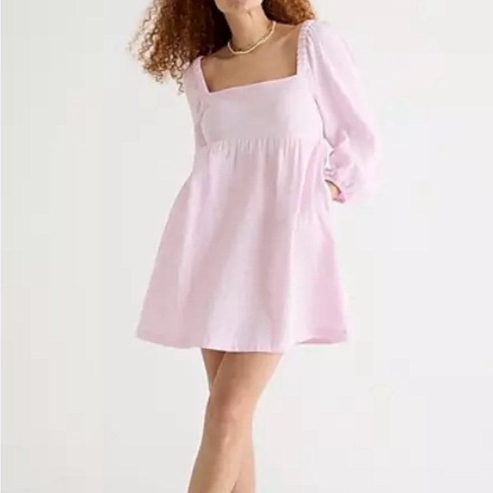 J Crew Square Gauze Light Pink Mini Dress with pockets